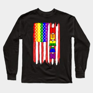 American Flag Gay Day Human Graphic Long Sleeve T-Shirt